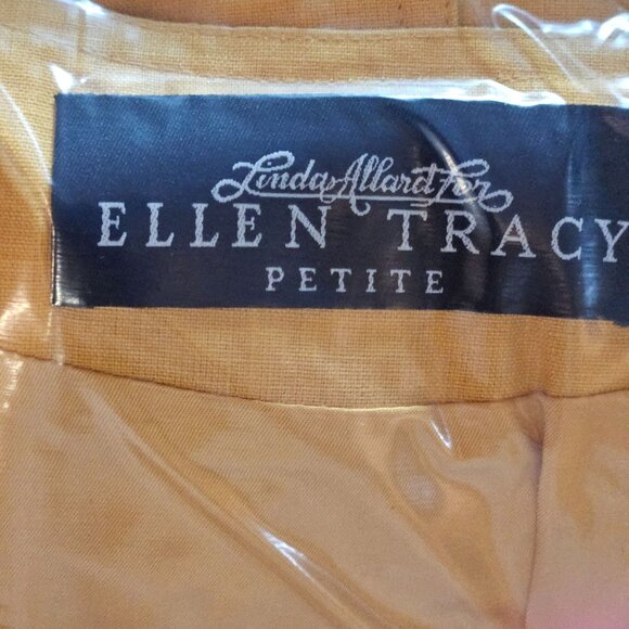 Easter Linen Yellow Blazer Jacket Ellen Tracy Petite Womens Long Sleeves Fully L - Picture 13 of 15